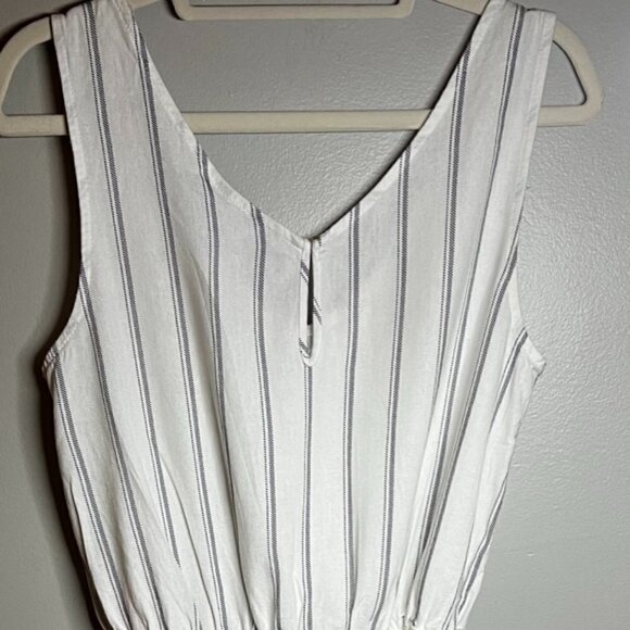NWT Vero Moda Linen Blend Romper Womens Striped White Gray Sleeveless Size M - Picture 4 of 5